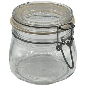 Italy Fidenza Fido Clear Glass Canister Jar Rubber Seal Wire Bale 1/2 L Vintage
